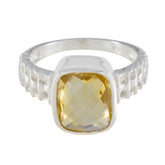 Freya Yellow Solitaire Ring with Cushion Gemstone Citrine Yellow